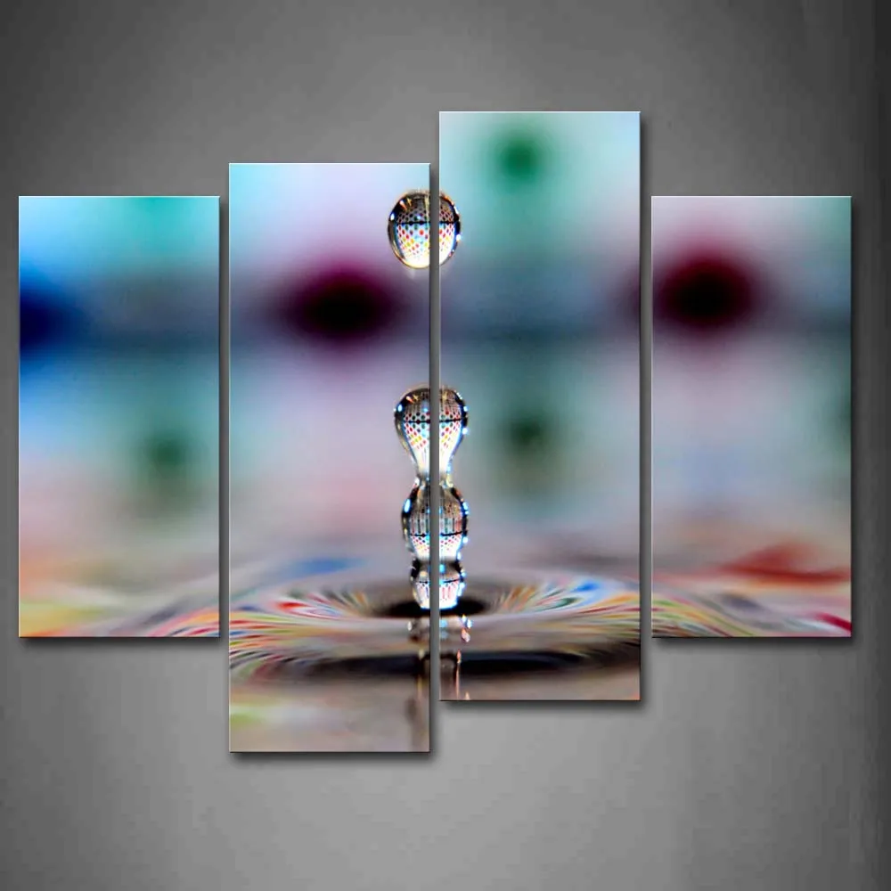 

Framed Wall Art Picture Colorful Water Drops Canvas Print Art Modern Poster With Wooden Frame For Home Living Room Decor