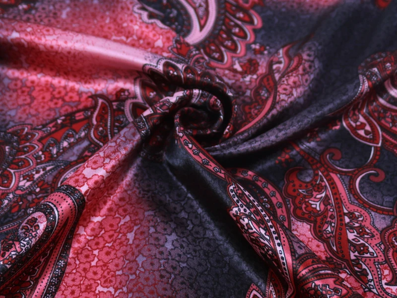 Ретро Пейсли узор ткань шелковистая мягкая сатиновый Шармез Материал подкладки