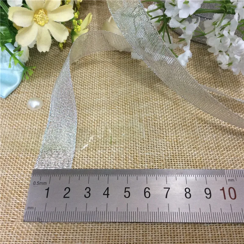 Woosee 5 ярдов/серия 3/4 &quot20 мм золото и серебро лук лента для Свадебные украшения