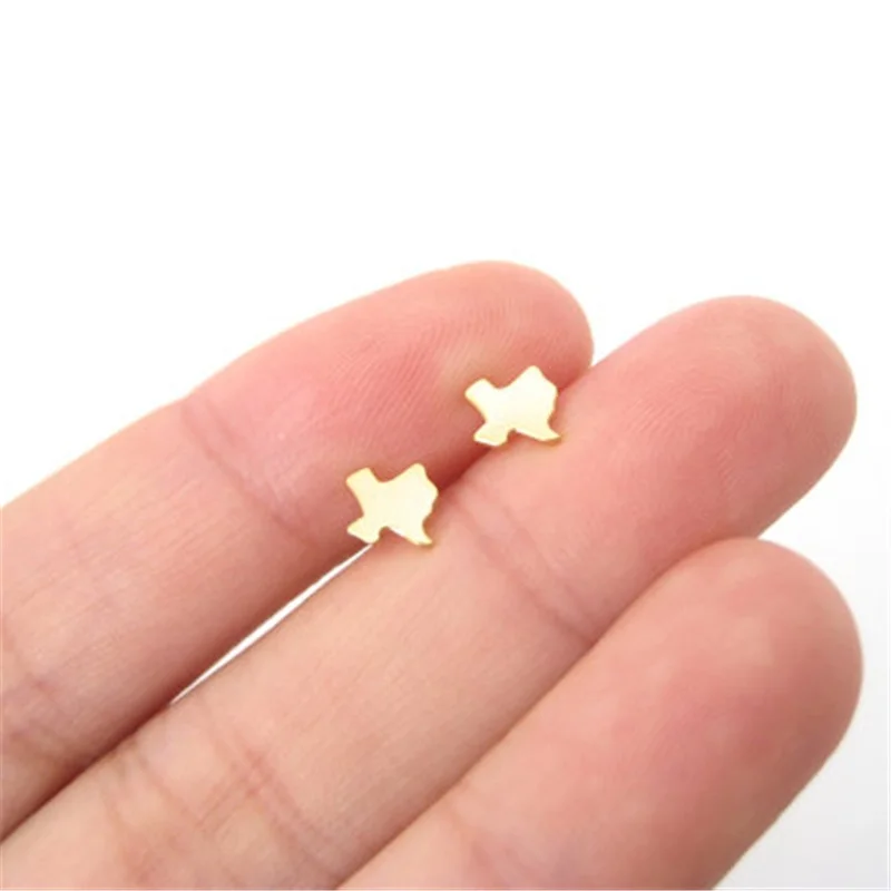 Cute Texas State Stud Earrings Women Girls Simple Gold or Silver Filled Fashion Jewelry