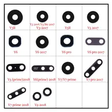 2 uds original trasera Lente de Cristal de cámara posterior para Huawei Y serie Y3 Y5 Y6 Y7 II pro primer 2016 de 2017 de 2018