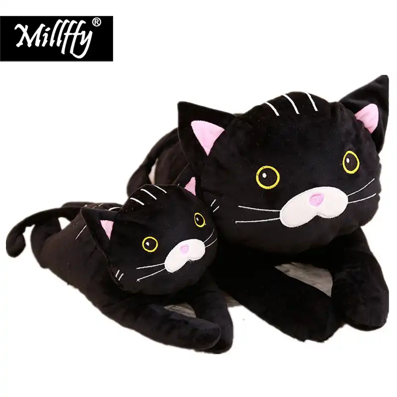 black cat plush pillow