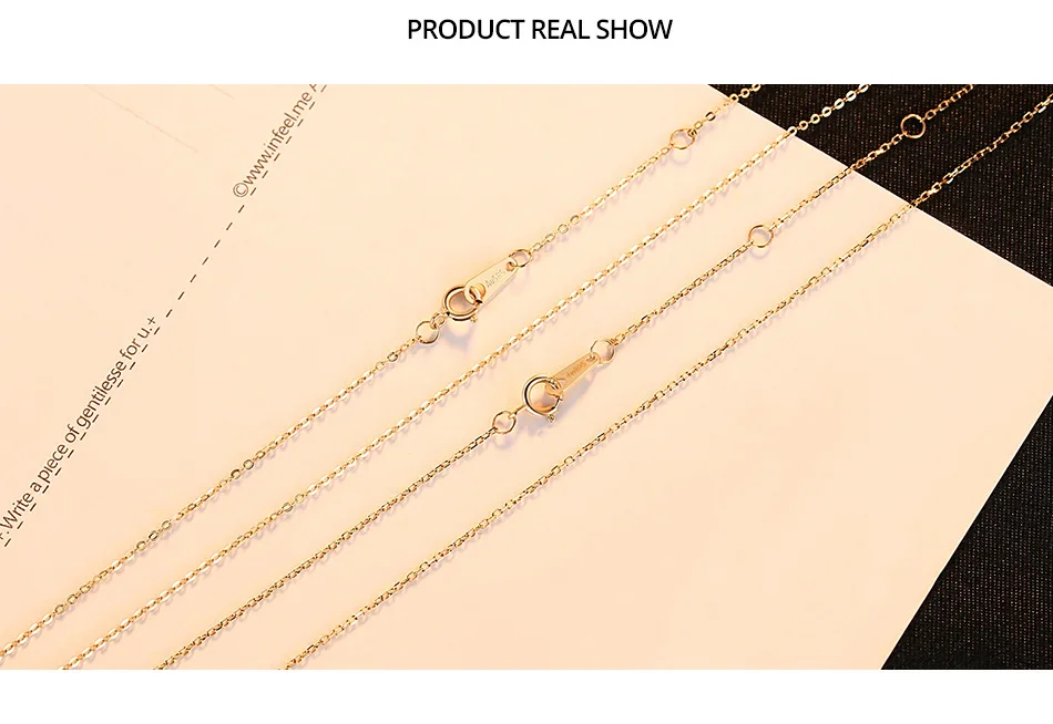 Высокое качество Настоящее 14 к желтое золото ожерелье s 45 см простая классическая простая цепочка ожерелье для женщин ювелирные изделия
