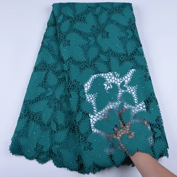 

2019 Nigeria Wedding African Lace Fabric With Stones High Quality Embroidery Mesh Lace Guipure Lace Fabric 5 Yards A1668