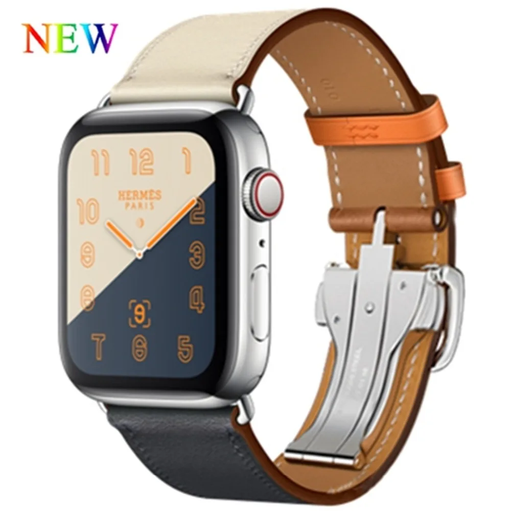 Кожаный ремешок для Apple watch 42 мм 38 мм iwatch 4 ремешка 44 мм 40 мм браслет с пряжкой ремешок для часов Hermes