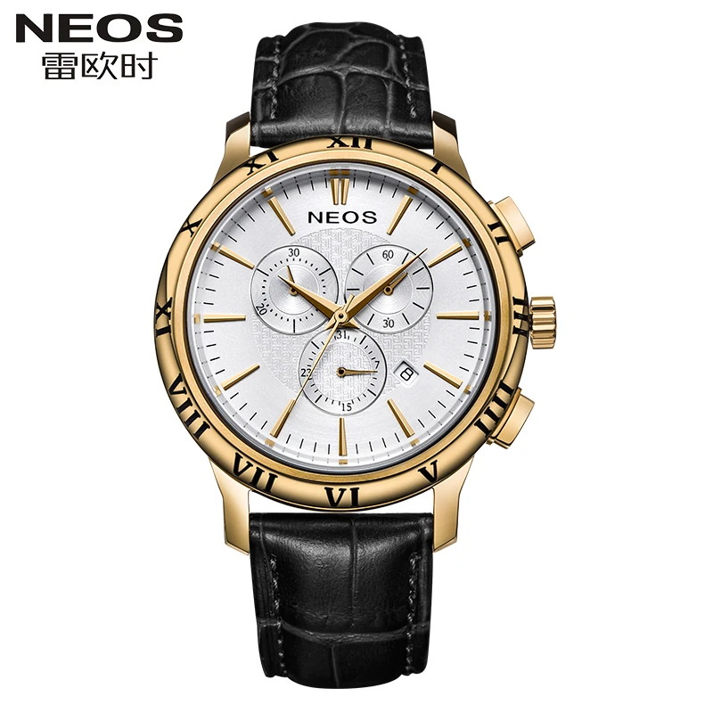 

NEOS Men's Simple Quartz Watch Steel With Waterproof Calendar Stopwatch Automatic Date Multi-functional Sports Watch