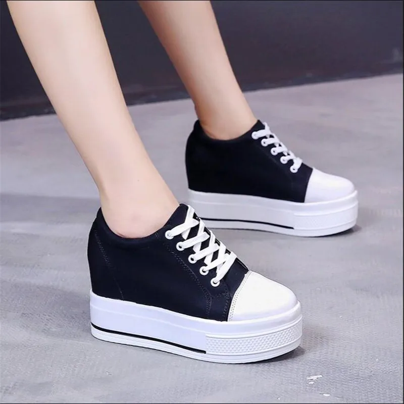 

Mhysa 2019 New Spring Wedge Heels Lace up sneakers Casual Shoes Woman canvas shoes Women's High For Women Vulcanized shoes L510
