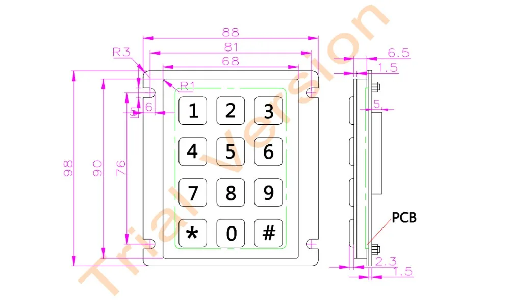 IP65 водонепроницаемая наружная клавиатура из нержавеющей стали промышленная клавиатура с 12 клавишами матрица металлическая клавиатура телефонная клавиатура