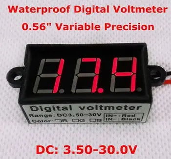 

0.56" Digital DC Voltmeter Ammeter Red 3 Bit 2 Wires DC3.5-30V Waterproof Voltage Current Meter Power Supply LED Display