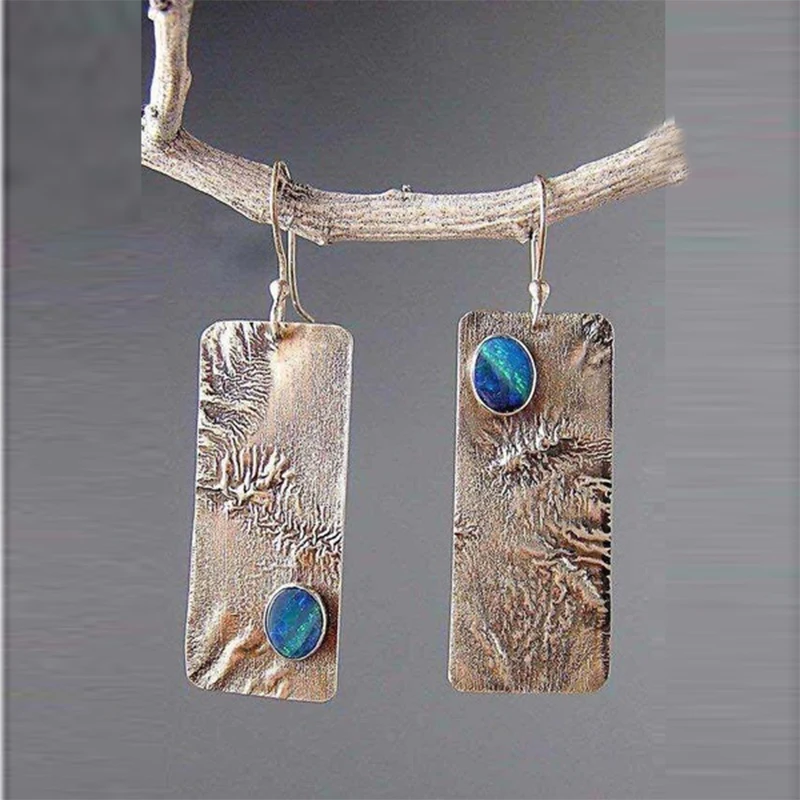 Индийские украшения металла Vintage Opal серьги 2019 Boho античный этнический Серебряный