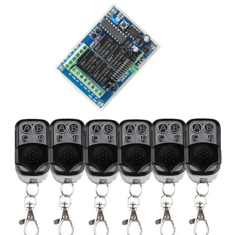 

DC 24V 12V 4CH RF Wireless Remote Control Switch System With 6PCS Metal Transmitter +Wireless Light Switch 433Mhz