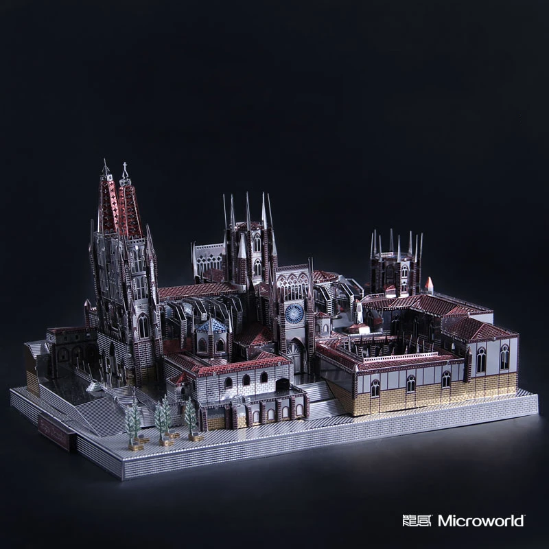 Microworld 3D Metal Puzzle Burgos Cathedral Spanish Architecture DIY Assemble Model Kits Adult Education Toy Collection Decor