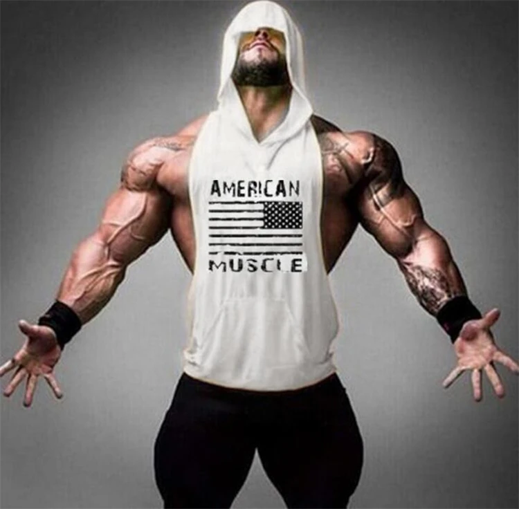 2019 muscleguys бренд американский флаг печати для бодибилдинга толстовки Фитнес майка