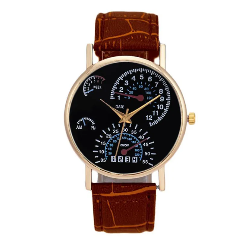 Улучшенный Мужской кожаный ремешок аналоговые кварцевые Бизнес наручные часы relogio masculino часы 23 сентября