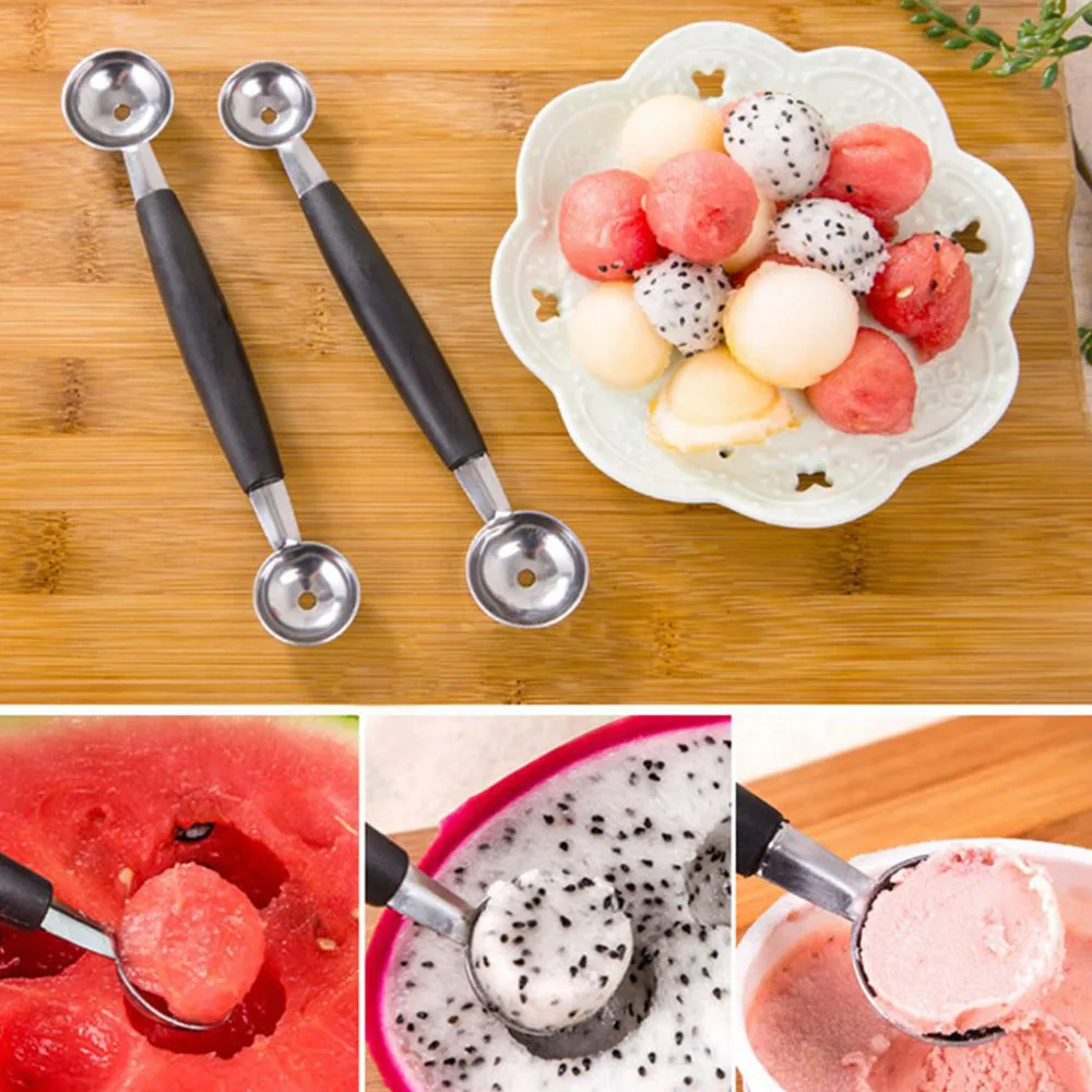 

Double Head Fruit Digging Ball Spoon Stainless Steel Watermelon Ice Cream Multi-Purpose Spoon Dessert Dig Ball Kitchen Utensils