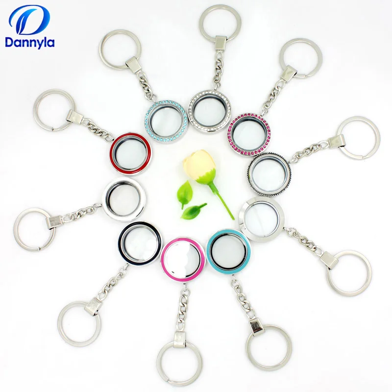 

Crystal Twist Alloy Floating Locket Keychain Magnetic 30mm Glass Locket Keyring Jewelry, Accept Customization LSFK15