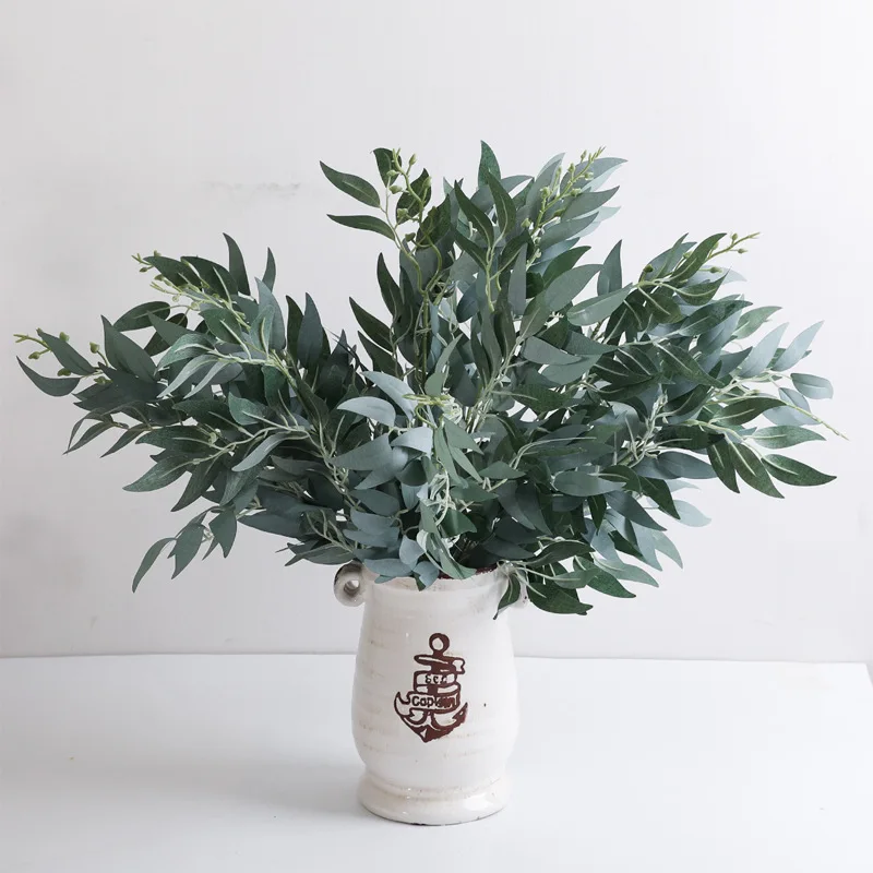 

Diy Artificial Flower Simulation Plant Home Decoration Bunch of Willow Leaf Wicker Fake Flower Fake Leaves Green Plant Potted