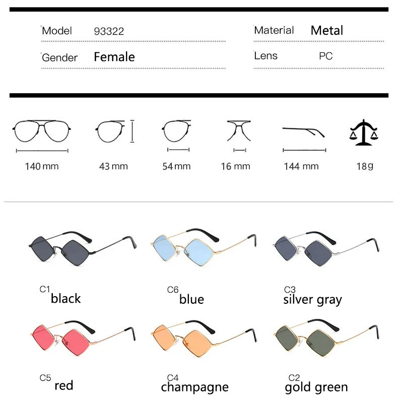 Новинка, Винтажные Солнцезащитные очки для женщин, ретро бренд, металлическая оправа, Ромб, солнцезащитные очки для мужчин, маленький размер, женские очки, oculos de sol