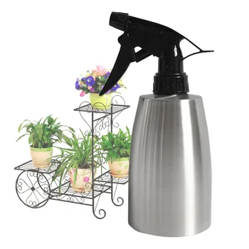 

400ML Portable Solid Color Flower Plant Hand Trigger Water Spray Stainless Steel Pot Bottle Nozzle Watering Kettle for Garden