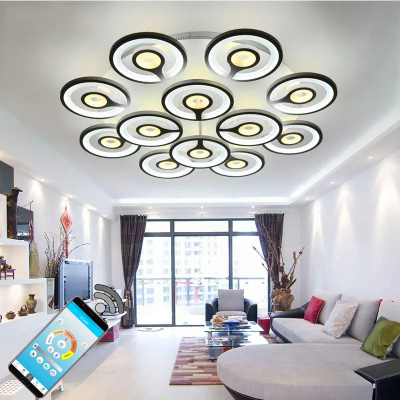 

White Modern LED Chandelier lights Round For Living Room Bedroom Lustres Large Ceiling lamp Fixtures