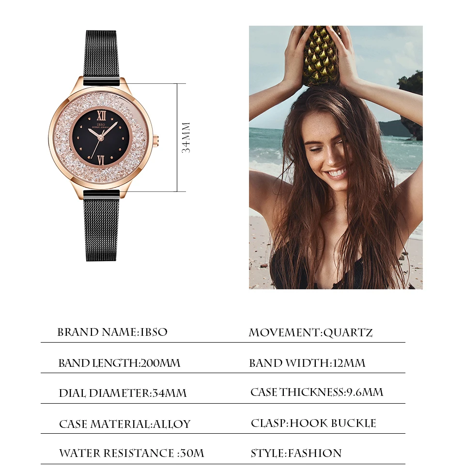 IBSO Brand Women Fashion Watch 2018 Mesh Strap Watch Female Watch 09