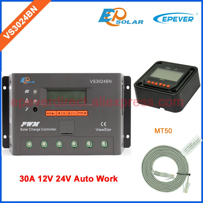 

Solar 12V Charger controller 24V 30A PWM EPEVER MT50 remote meter user setting and control EPSolar VS3024BN 30amps