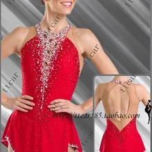 Красный ice skating dress горячей продажи конкуренция ice катание платья женщины катание dress custom ice платья для катания на коньках