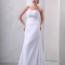 Элегантные без бретелек Свадебные платья Реальное изображение бисером Ruched суд поезд Свадебные платья из шифона