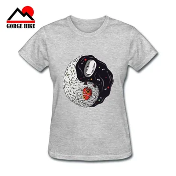 

Yin Yang design women T shirt ghibli character Female Short Sleeve Natural Balance Faceless no face mononoke Tops Tees Harajuku