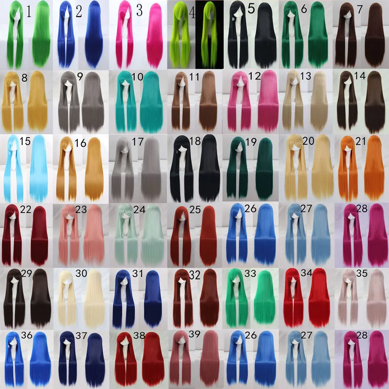 

82 different color available 100cm Long Straight Synthetic Hair Cosplay Costume Wig