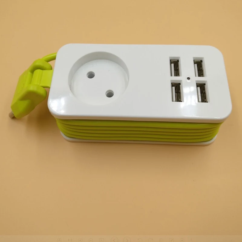 

Mini Socket EU Plug 1.5M Extension Socket Outlet Portable Travel Power Strip with 4 USB1 EU AC Outlet Smart Charger Wall