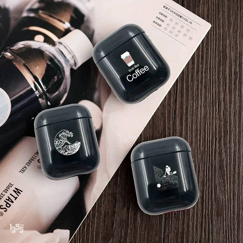 

LAUFH LIFE Hard Luxury Earphone Cases for Plastic Airpods Case Black Starry Sky Earphone Case Cover For Apple Airpods Case