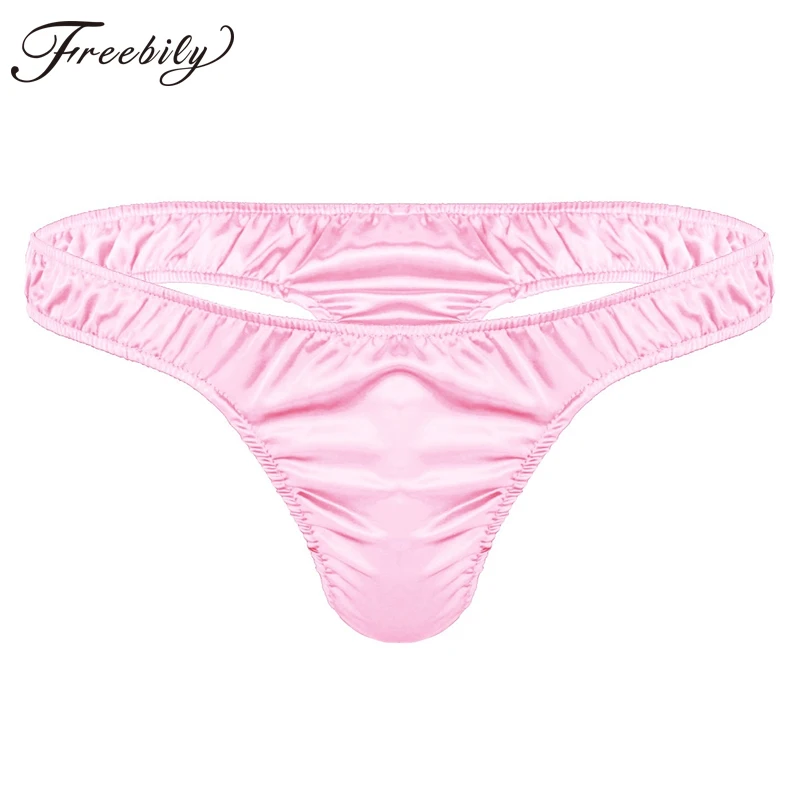 

Mens Swimwear Gay Male Panties String Homme Soft Shiny Satin Ruffled Low Rise Bikini Thong Jockstraps Underwear Underpants