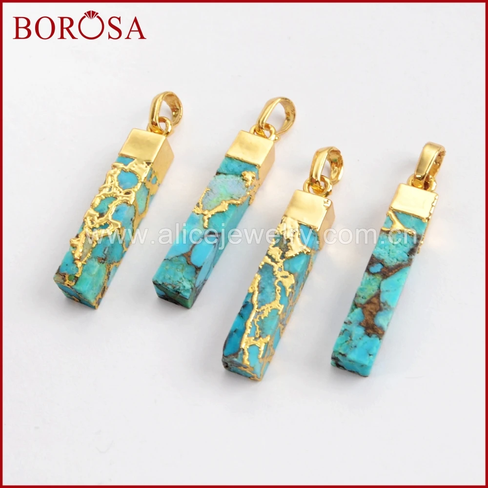 BOROSA 5/10 шт Золотой Цвет Медь натуральная бирюза кулон натуральный голубой камень