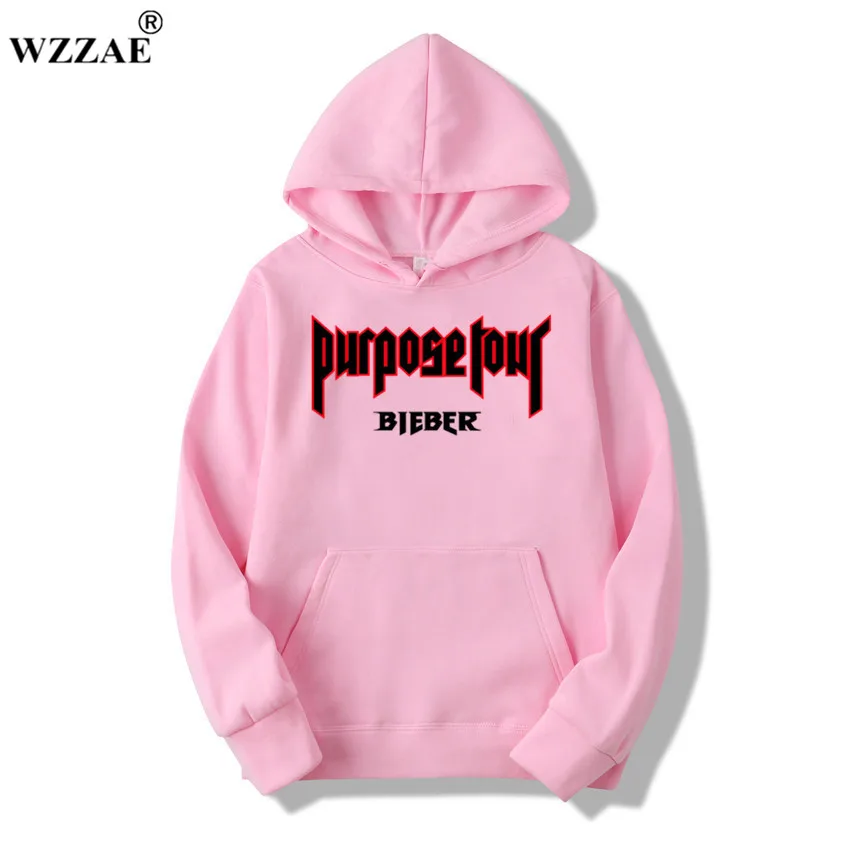 WZZAE 2018 New Winter Fleece Justin Bieber men and woman Hoodies & Sweatshirts Pure Cotton Single Men Hoodies Purpose Tour