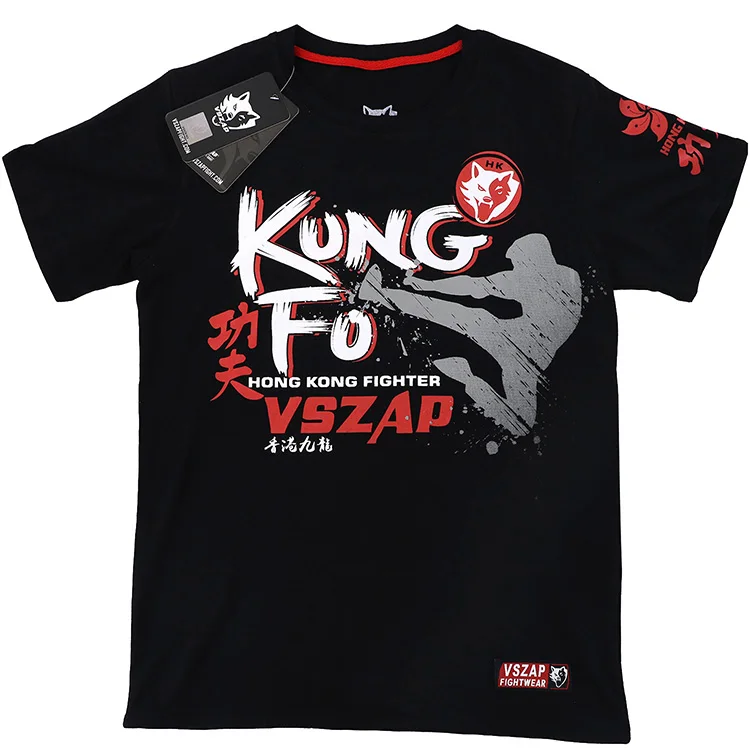 VSZAP KUNG FU fighting Hong Kong fight MMA Санда футболка с короткими рукавами фитнес Единоборства ветер тайский бокс