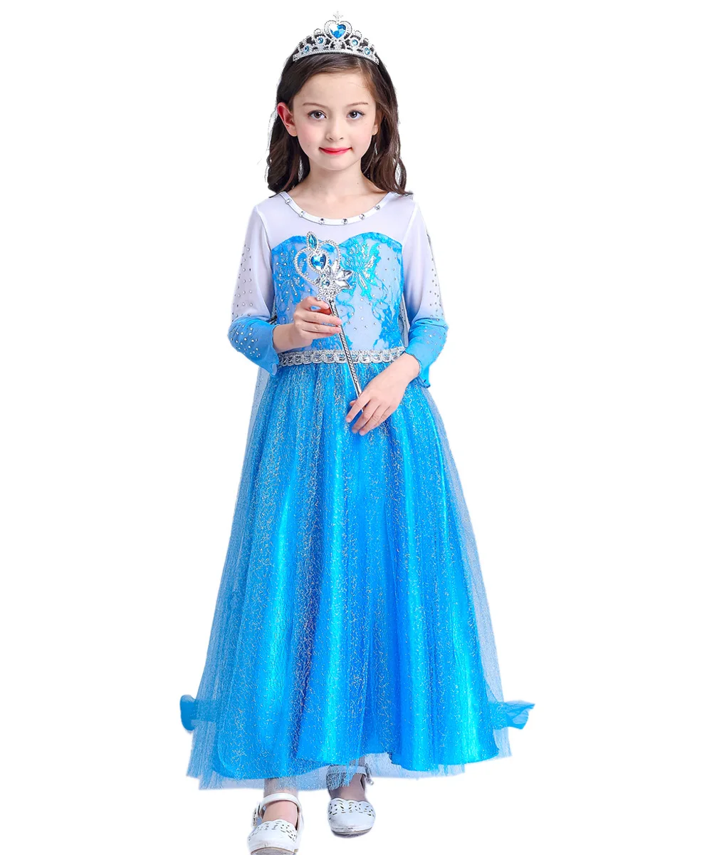 carnival kids costumes long sleeve girls halloween princess elsa dress