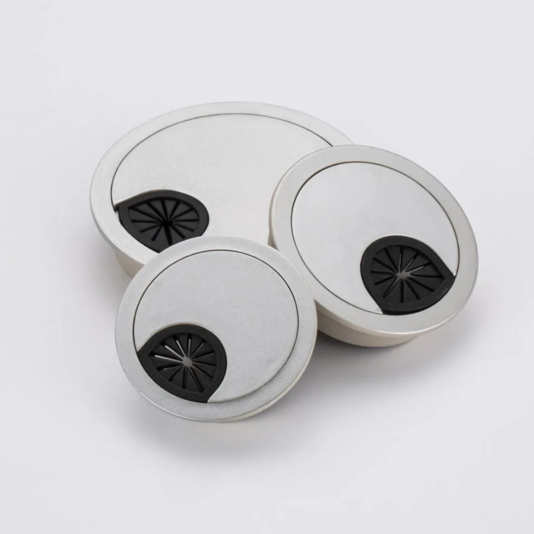 1pc 80mm Round Computer PC Table Cable Wire Outlet Silver Desk Grommet Cable Hole Cover Line Holder Surface Wire Hole Cover