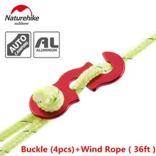 Naturehike 4pcs buckle+12m wind rope set S shape Tent Wind Rope Buckles Outdoor Camping Wind Rope stopper Antislip Buckles