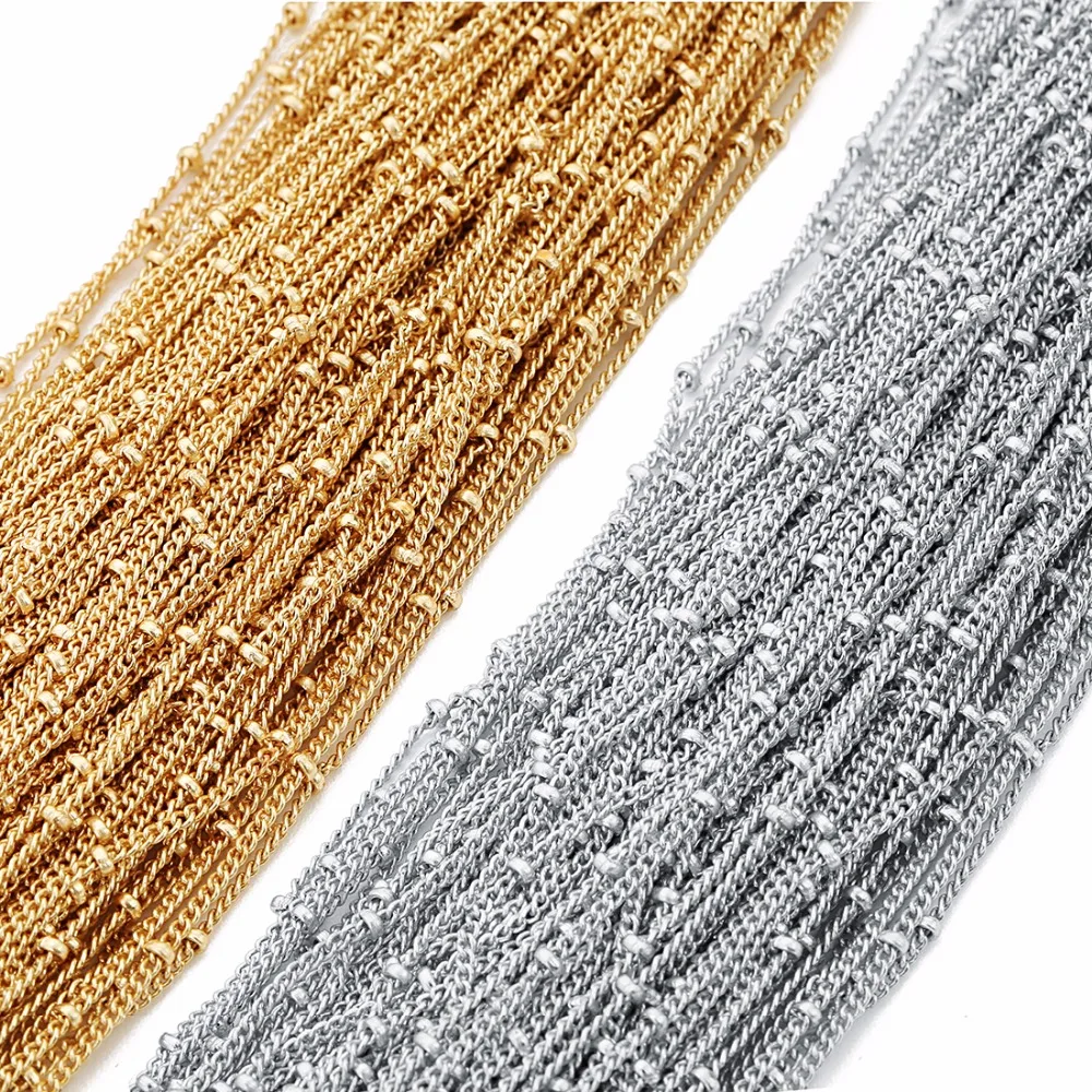LOULEUR 5 метров Толщина 1,2 мм медные витые цепочки диаметром 2 мм бусины Rhoduium KC золотого цвета Diy ювелирных изделий