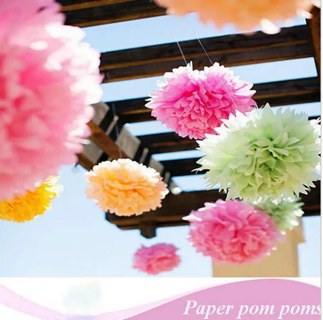 30 Цвета 16 дюймов (40 см) висит свадебные круглые бумажные салфетки Pom Poms цветок