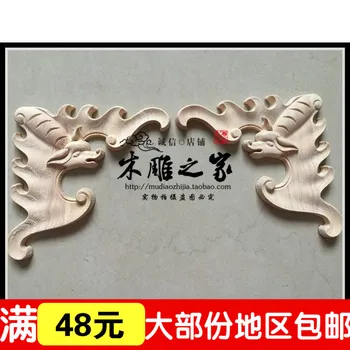 

Dongyang wood carving antique bat small floral applique patch wood carved furniture accessories cabinet flower