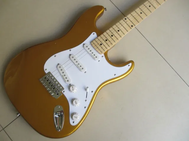 Wholesale New Arrival Cnbald top quality Gold Hardware STR Electric Guitar In Gold Goldtop 131101