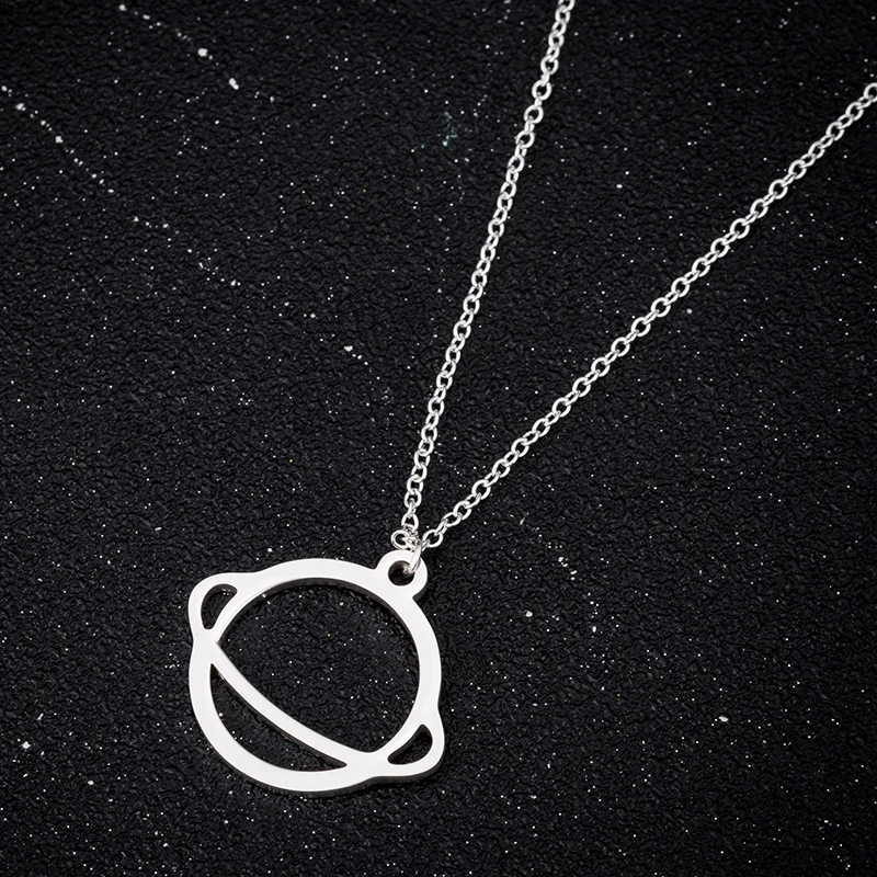 

yiustar Saturn planet pendant jewelry space astronomers gift solar system jewelry silver pendant Star design Pendant UFO space