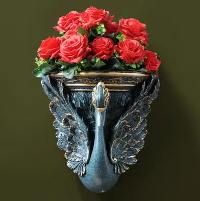Пластмассовый Лебедь ваза, Европейский Лебедь настенный, настенные украшения, свадебные украшения