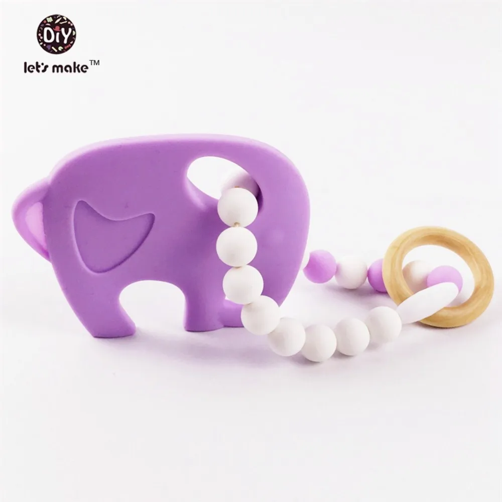 Давайте сделаем Силиконовые Прорезыватели детские игрушки для кормления браслет Слон фиолетовый силиконовые бусины натуральный Прорезыватель для ребенка