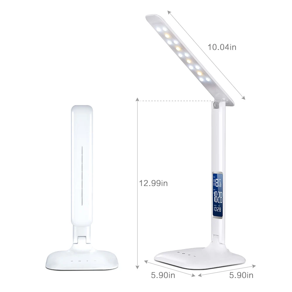 Светодиодный светильник для чтения сенсорный Настольный светильник с календарем температура настольные часы фары ночные огни Светодиодный настольный светильник складной с регулируемой яркостью
