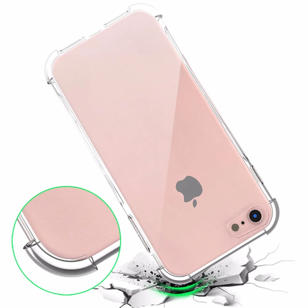Shockproof Silicone Case For Iphone 7 6 6S 5 5S S Plus Anti-Knock Ultra Thin Phone Bag Transparent Clear Cover |