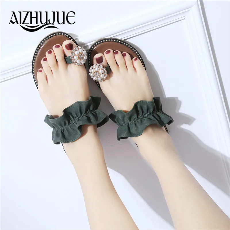 AIZHUJUE модные женские туфли тапочки Bling брендовые шлепанцы без каблука