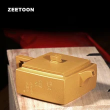 130cc аутентичный Исин Чайный горшок фиолетовая глина мастер все ручной работы Китай Здоровье чайный набор кунг-фу Золотой дуан грязи Sifang горшок Подарочная коробка Новинка